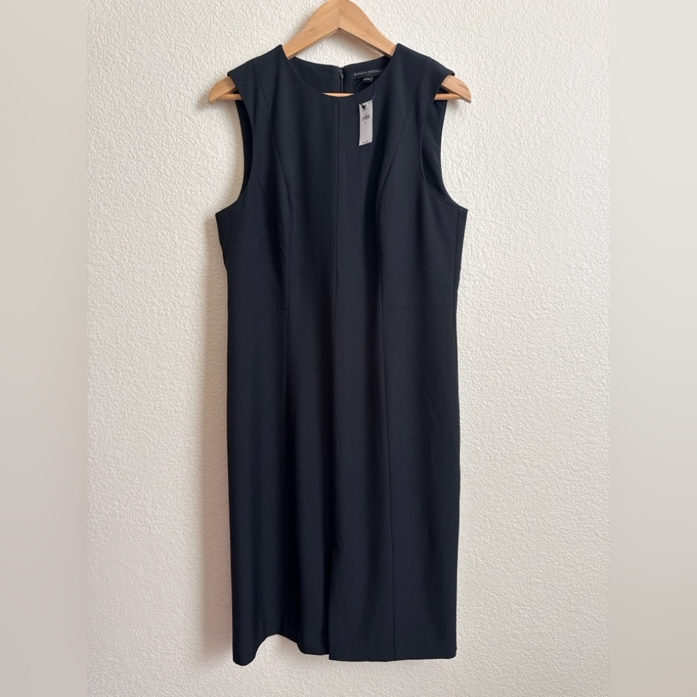 Banana Republic Black Sheath Midi Dress Size 12 NWT